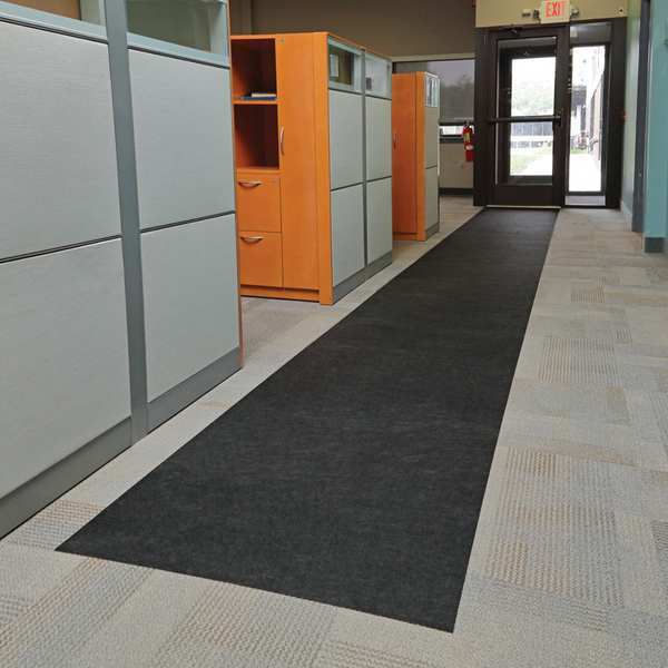 Carpet Protection Mat, 4 gal/Roll, Grease, Oils, Water Absorbed, Black, Polyester, Polypropylene
