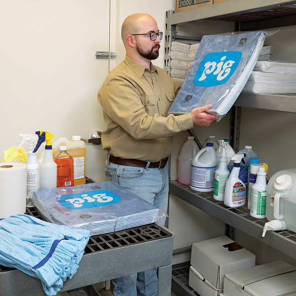 Sorbents, 22 gal/pk, .22 gal/pad, Water Absorbed, Blue, Polypropylene, 100 PK