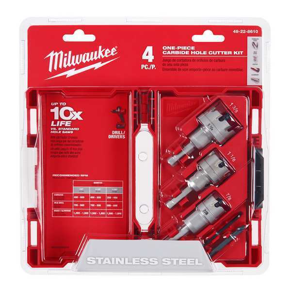4 pc. Single-Piece Carbide Hole Cutter Set