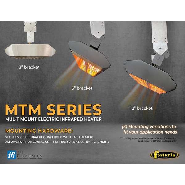 Infrared Quartz Electric Heater, Galvanized Steel, 480 V