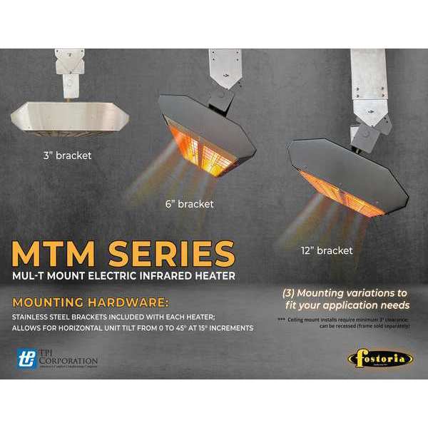 Infrared Quartz Electric Heater, Stainless Steel, 208 V