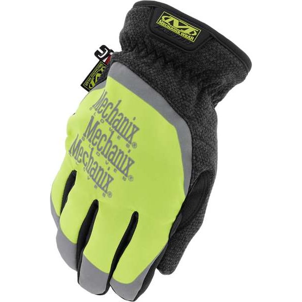 Mechanics Gloves, High-Visibility Yellow, Synthetic Leather