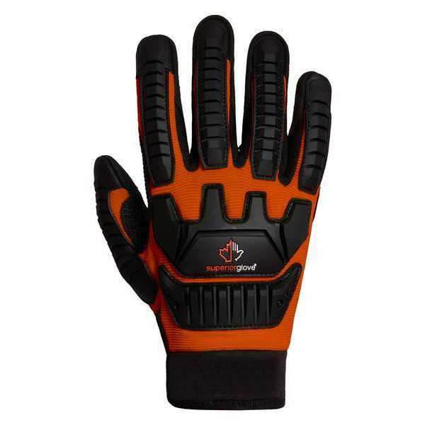 Work Gloves, Mechanics, PVC, Black/Or, PR