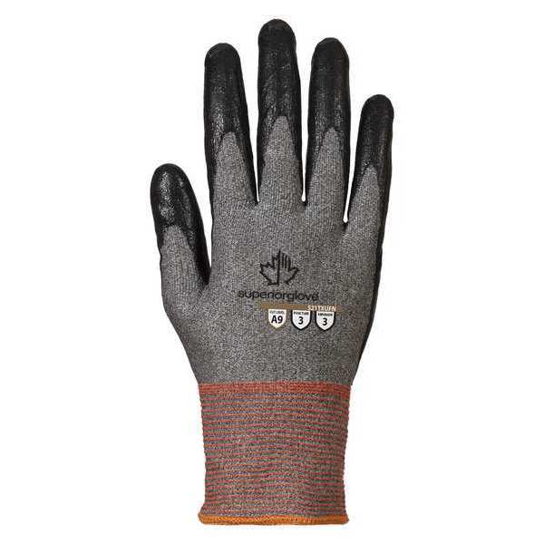 Work Gloves, Nitrile, 2XL, Black/Gray, PR