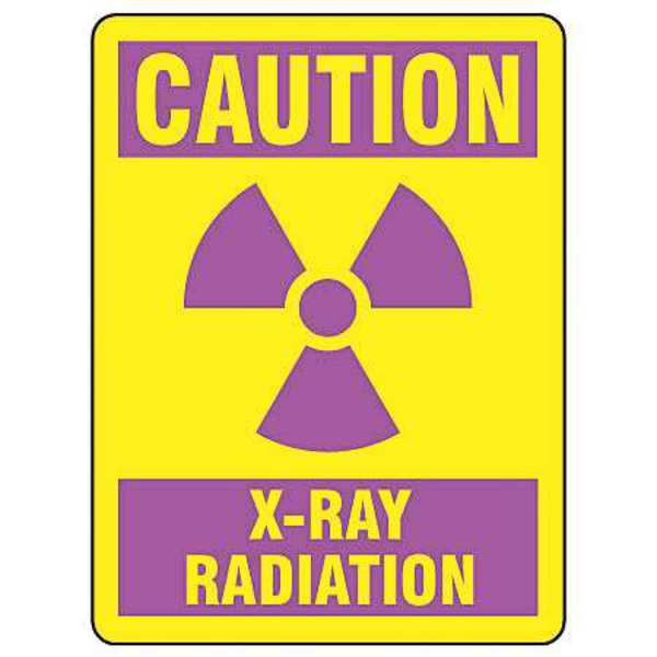 Caution Sign, 10 in H, 7 in W, Vinyl, Rectangle, MRAD703VS