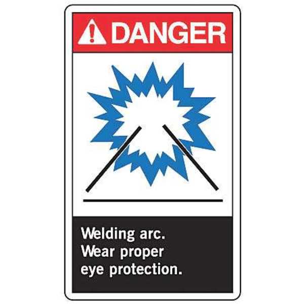 Safety Label, 5 in Height, 3 1/2 in Width, Vinyl, Vertical Rectangle, English