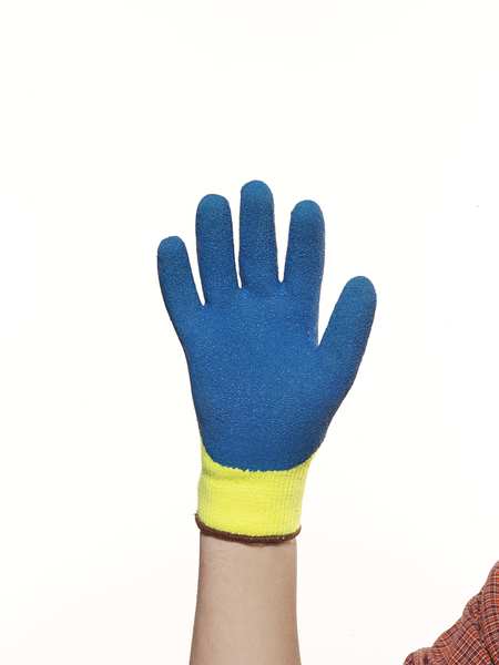 Hi-Vis Cut Resistant Coated Gloves, A3 Cut Level, Natural Rubber Latex, M, 1 PR