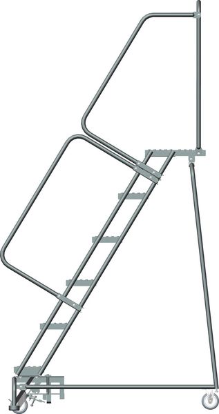 93 in H Steel Rolling Ladder, 6 Steps