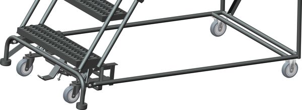 113 in H Steel Rolling Ladder, 8 Steps