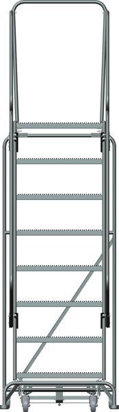 113 in H Steel Rolling Ladder, 8 Steps