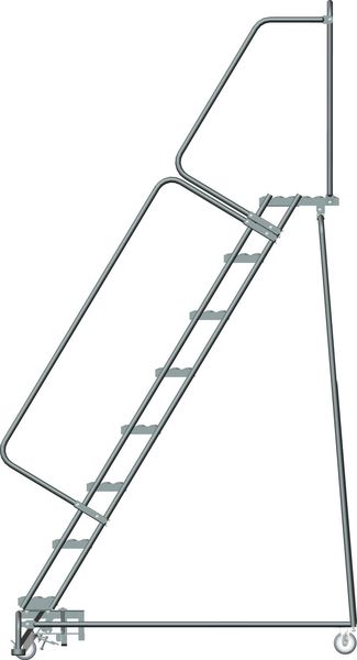 113 in H Steel Rolling Ladder, 8 Steps