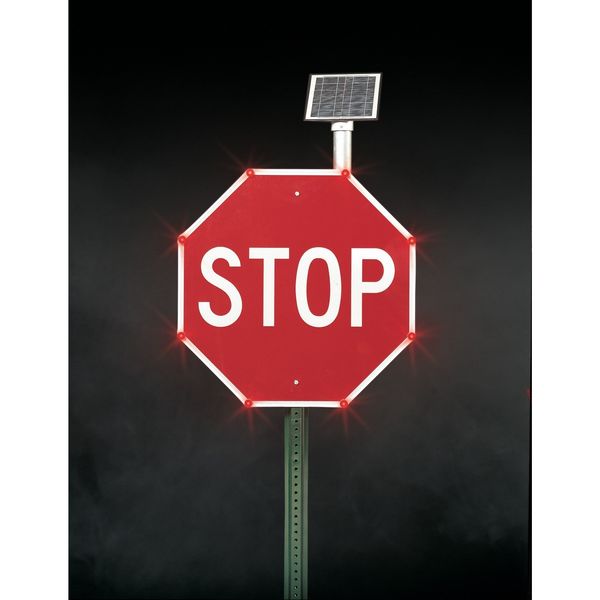 Blinkersign, R1-1, 30in, Stop, DG3, Red, Solar
