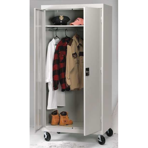 Solid Door Storage Cabinet, 36 in W, 78 in H, 24 in D, Light Gray