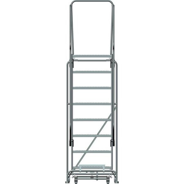 113 in H Steel Rolling Ladder, 8 Steps