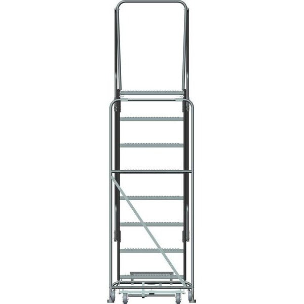 113 in H Steel Rolling Ladder, 8 Steps