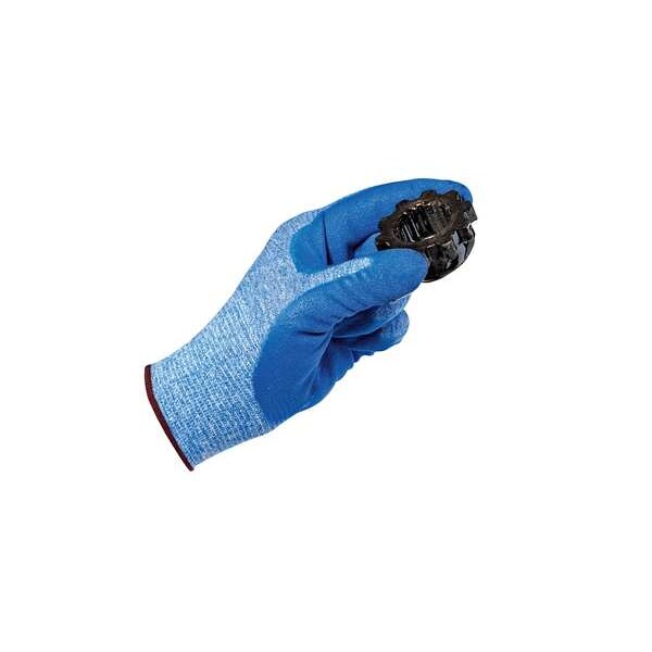 Nitrile Coated Gloves, Palm Coverage, Blue, L, PR