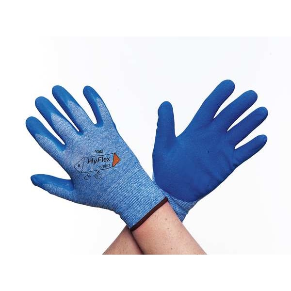 Nitrile Coated Gloves, Palm Coverage, Blue, M, PR
