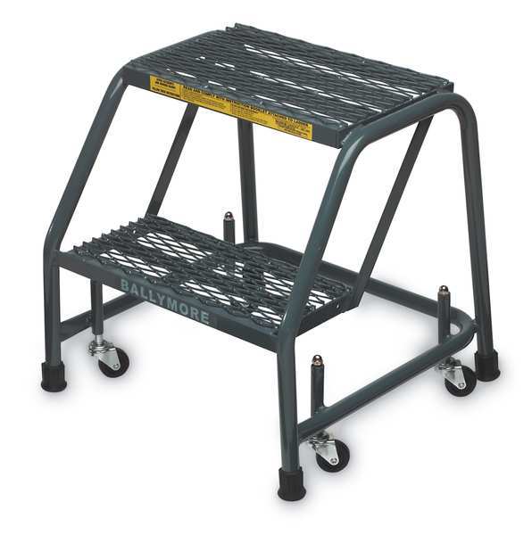 19 in H Steel Rolling Ladder, 2 Steps