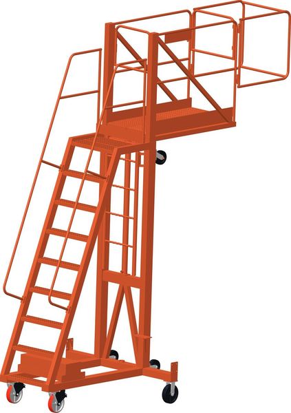 155 in H Steel Cantilever Rolling Ladder, 9 Steps
