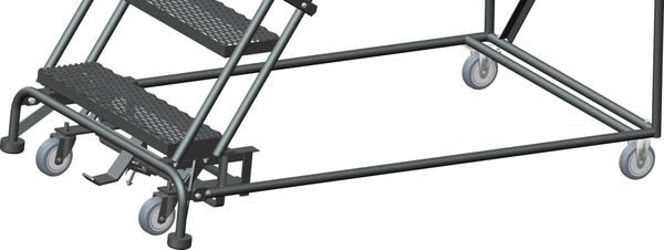 113 in H Steel Rolling Ladder, 8 Steps