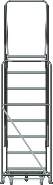 113 in H Steel Rolling Ladder, 8 Steps