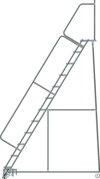153 in H Steel Rolling Ladder, 12 Steps