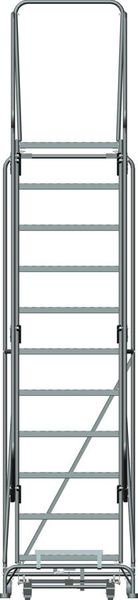 143 in H Steel Rolling Ladder, 11 Steps