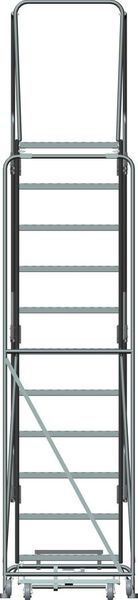 143 in H Steel Rolling Ladder, 11 Steps