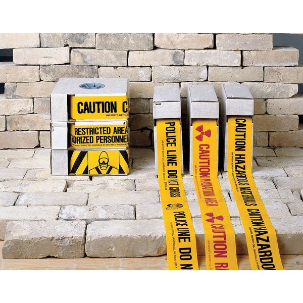 Barricade Tape w/Reel, Yellow/Blk, 1000 ft