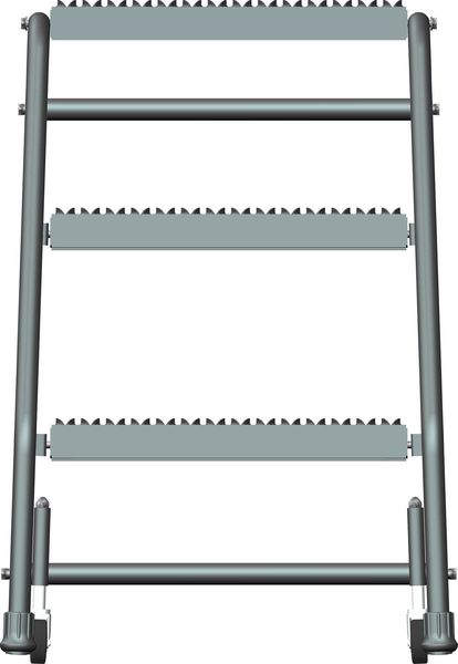 28 1/2 in H Steel Rolling Ladder, 3 Steps
