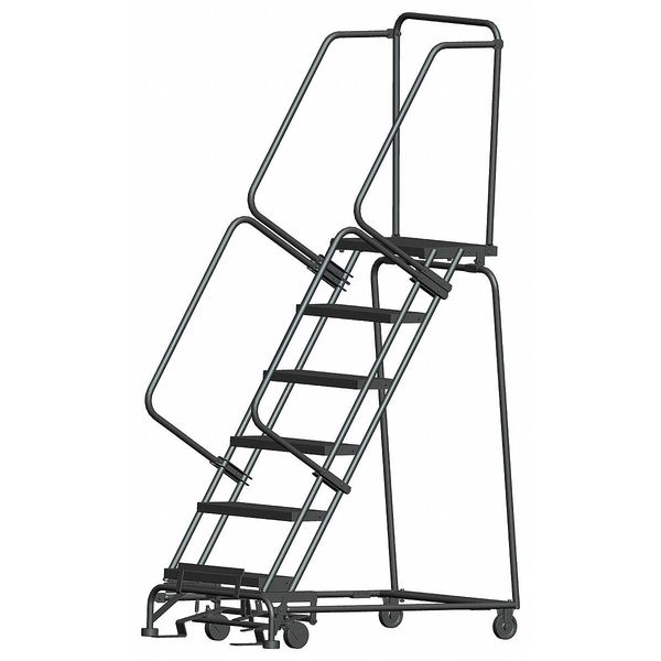 93 in H Steel Rolling Ladder, 6 Steps