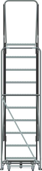 133 in H Steel Rolling Ladder, 10 Steps