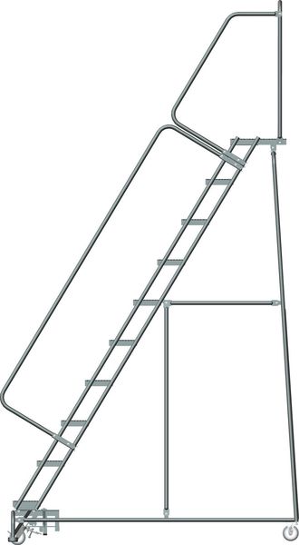 133 in H Steel Rolling Ladder, 10 Steps