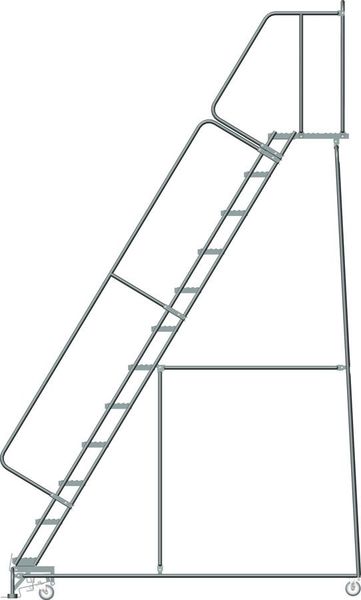 153 in H Steel Rolling Ladder, 12 Steps