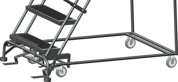 103 in H Steel Rolling Ladder, 7 Steps