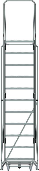 143 in H Steel Rolling Ladder, 11 Steps