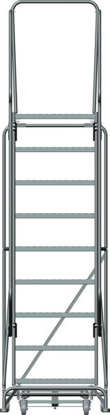 123 in H Steel Rolling Ladder, 9 Steps