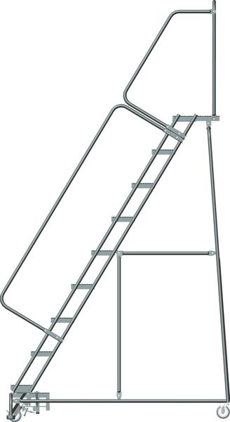 123 in H Steel Rolling Ladder, 9 Steps