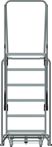93 in H Steel Rolling Ladder, 6 Steps