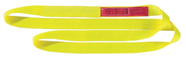Web Sling, Endless, 6 ft L, 2 in W, Nylon, Yellow