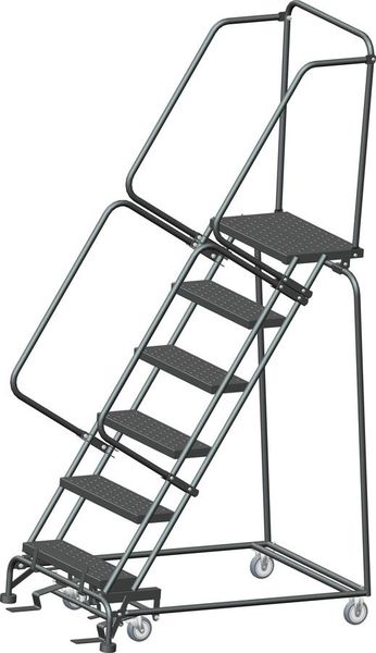93 in H Steel Rolling Ladder, 6 Steps