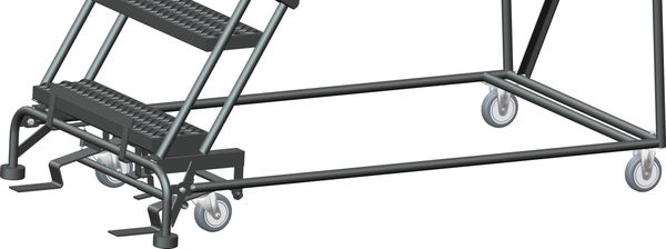 113 in H Steel Rolling Ladder, 8 Steps