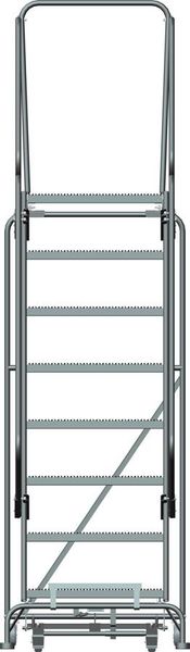 113 in H Steel Rolling Ladder, 8 Steps