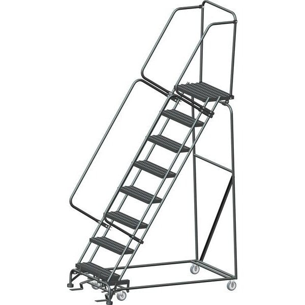 113 in H Steel Rolling Ladder, 8 Steps