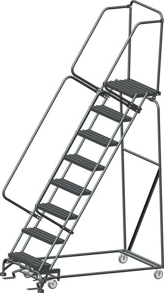 113 in H Steel Rolling Ladder, 8 Steps