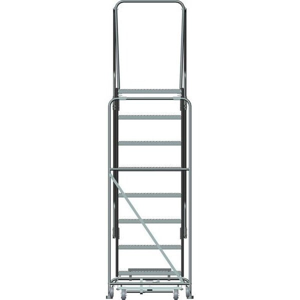 113 in H Steel Rolling Ladder, 8 Steps