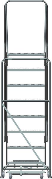 113 in H Steel Rolling Ladder, 8 Steps