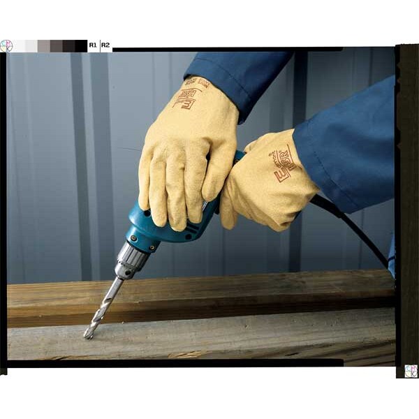 PVC Coated Gloves, Full Coverage, Yellow, L, PR