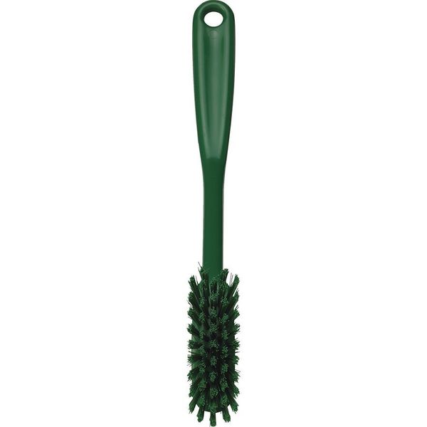 1 in W Scrub Brush, Medium, 8 3/16 in L Handle, 11 in L Brush, Green, Plastic, 11 in L Overall