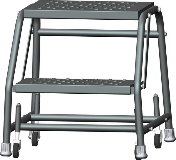 19 in H Steel Rolling Ladder, 2 Steps